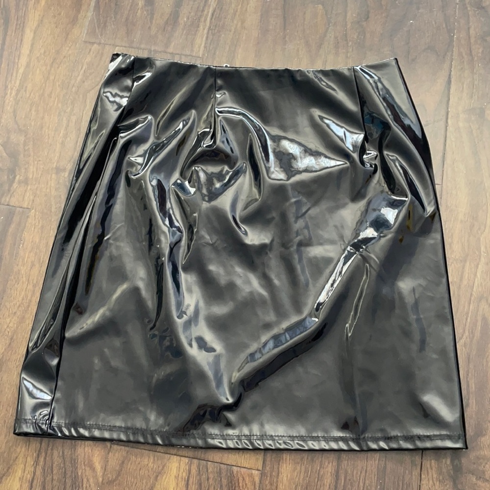 Fashion Nova Black Patent Leather Mini Skirt